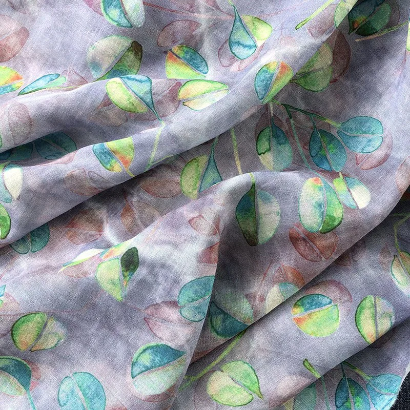 Высококачественная ткань из натурального рами с принтом и окрашиванием туманных