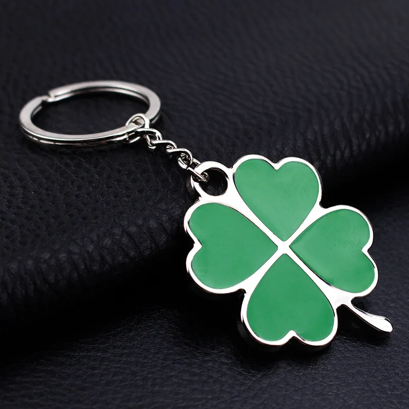 

FREE SHIPPING BY DHL 100pcs/lot 2019 New Metal Four Leaf Clover Keychains Zinc Alloy Lucky Clover Keyrings Friends Gifts