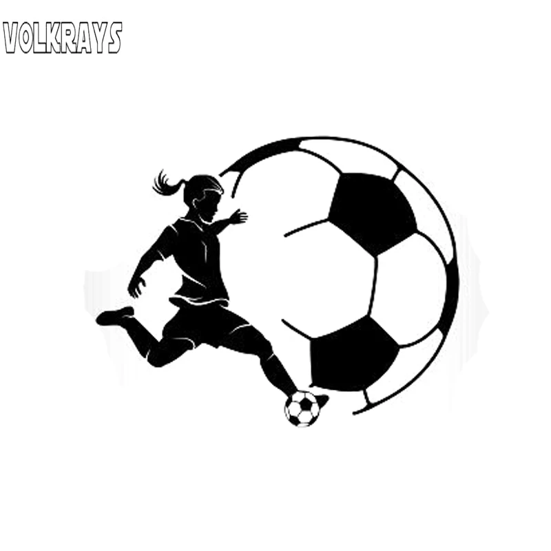 

Volkrays креативные автомобильные стикеры Girl Футбол ногами мяч спортивные аксессуары Отражающая виниловая наклейка черный/серебристый, 9 см * 12...