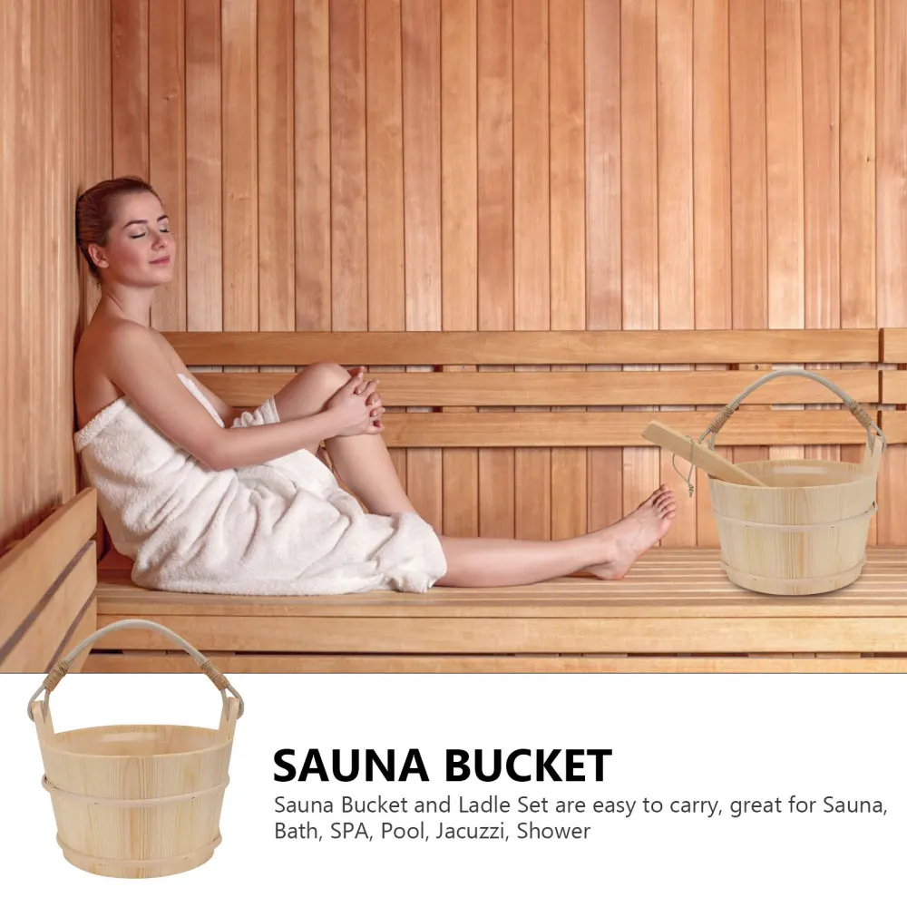 

1Set Sauna Bucket with Liner and Rope Handle Practical Sauna Supplies