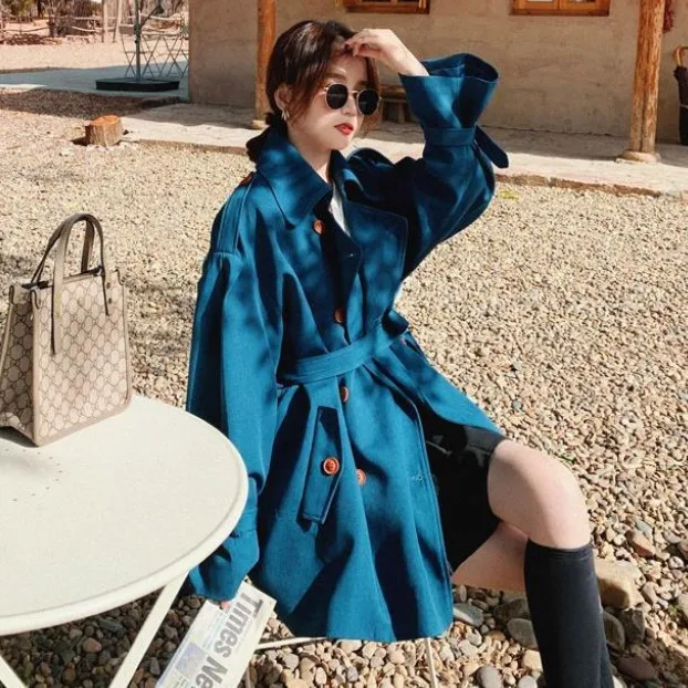 

Windbreaker Women's Mid-length British Style 2021 New Korean Style Loose Temperament High-end Jacket Women Trendy