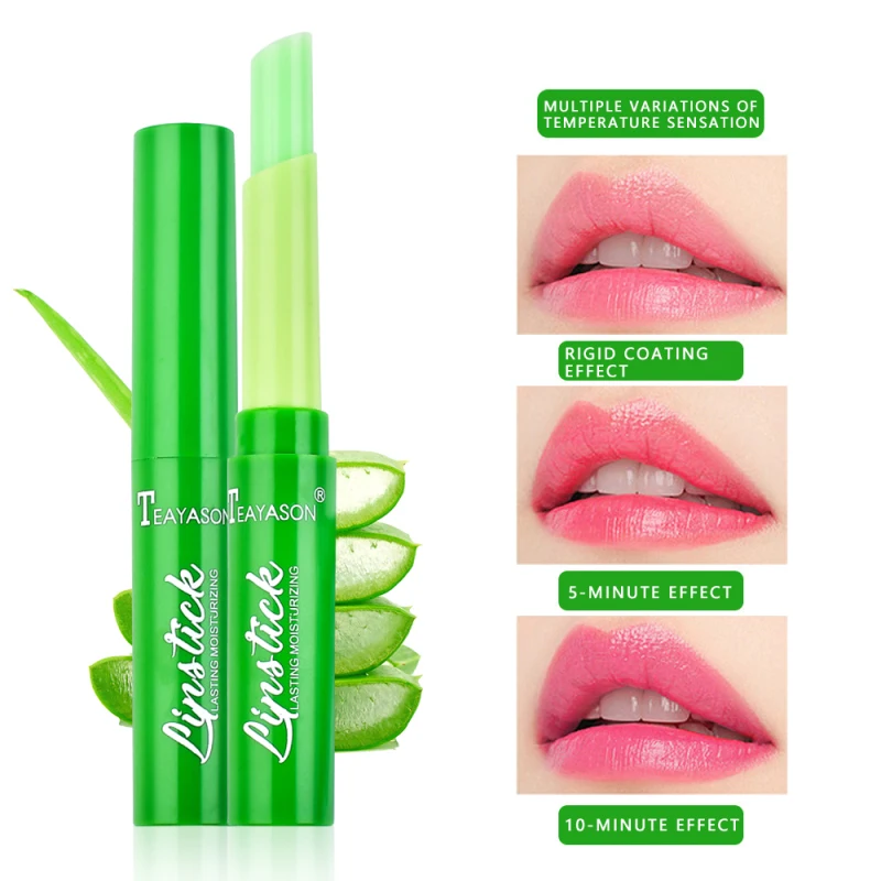 1Pcs Portable Aloe Vera Lip Balm Moisturizing Matte Lipstick Color Changing Long Lasting Tubes Maquiagem TSLM2 |