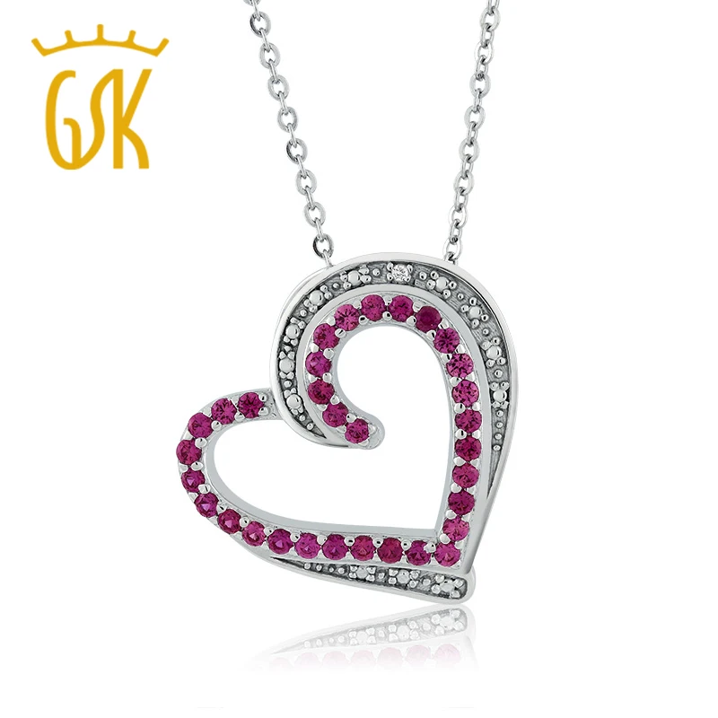 GemStoneKing красивый кулон в форме сердца с рубином и акцентом ожерелье из