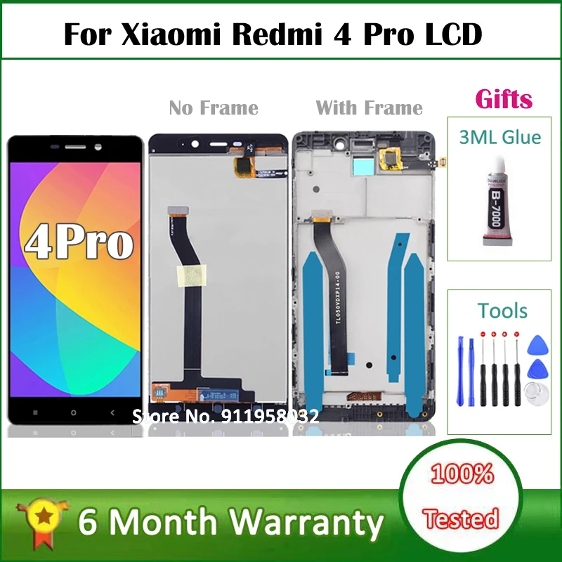 100% протестированный ЖК-дисплей с рамкой для Xiaomi Redmi 4 Pro сменный сенсорный