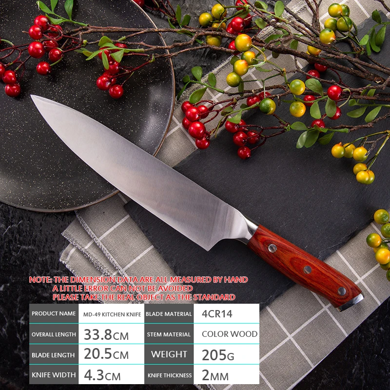 

IGOODS Household Kitchen Knife Hammer Pattern Anti-stick Chef Knife Hand Forged Steel Slicing Knife Bamboo Handle Universal