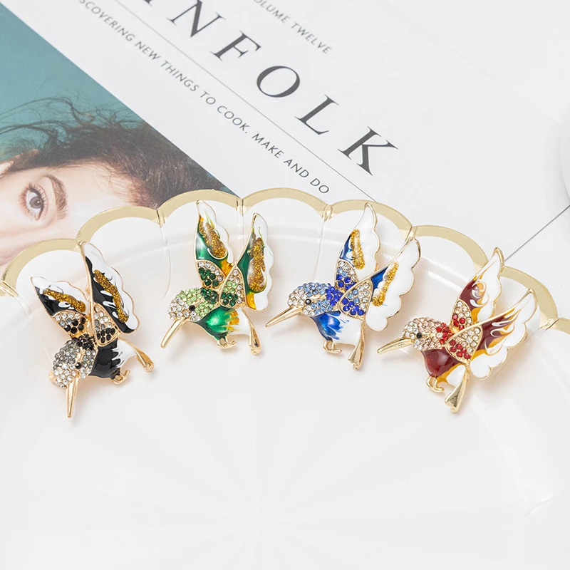 RHao Роскошная разноцветная брошь в виде птиц эмалированная Брошь для женщин