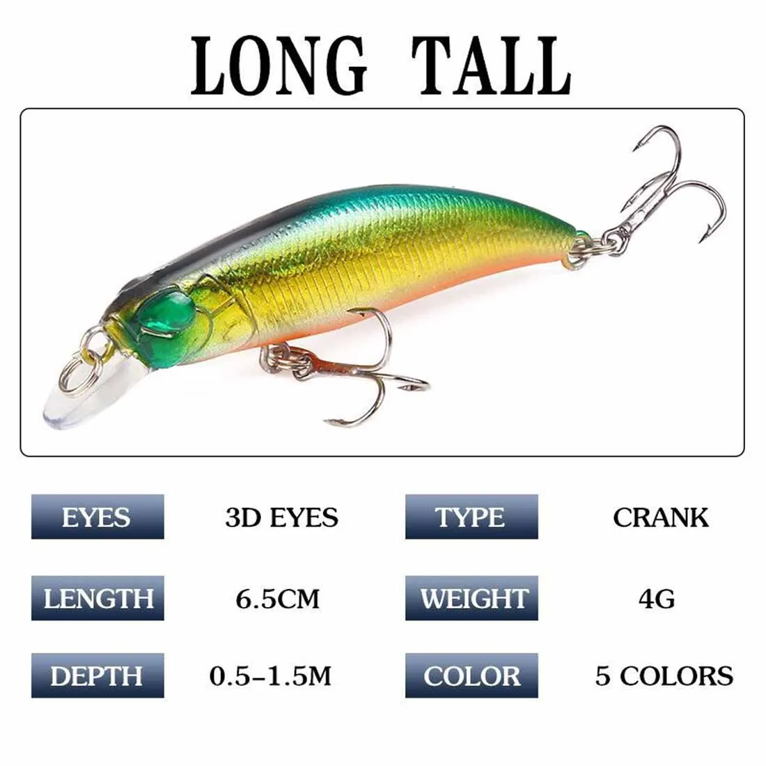 

1/5/10pcs Fake Hard Lures 6.5cm Sinking Fishing Bait 4g 3D Eyes Plastic Bait Fishing Lures Tackle For Fish High Quality