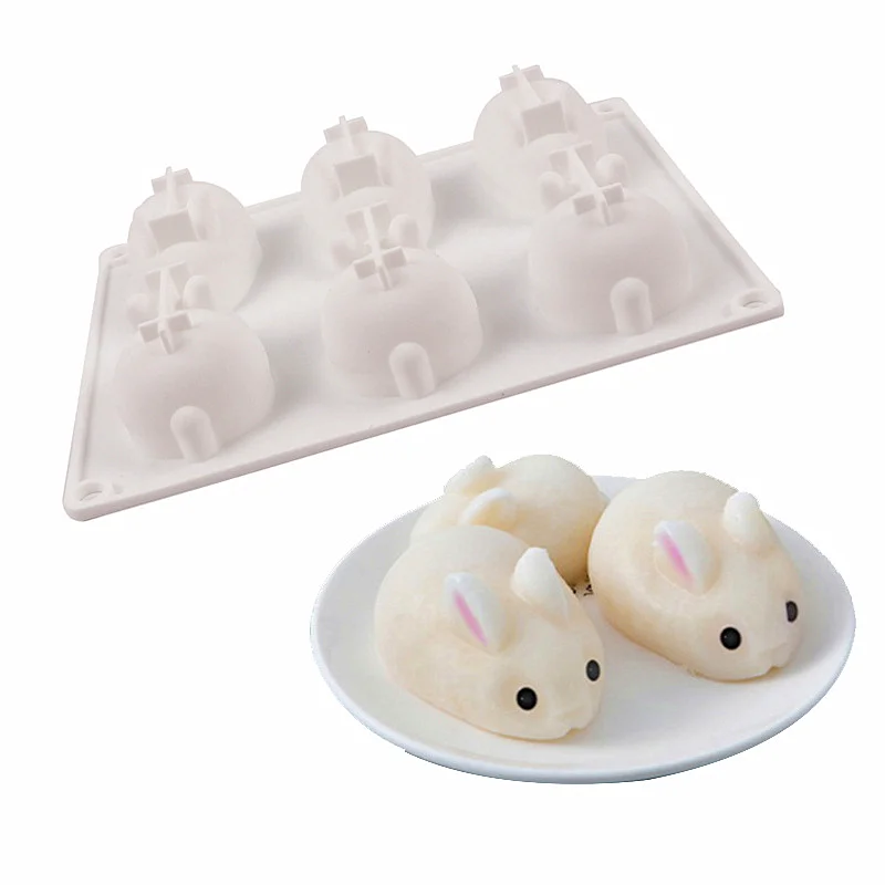 

3D Cute Rabbit Silicone Mold Kitchen Resin Baking Tool DIY Cake Mousse Chocolate Ice Cube Fudge Pudding Lace Decoration Moulds