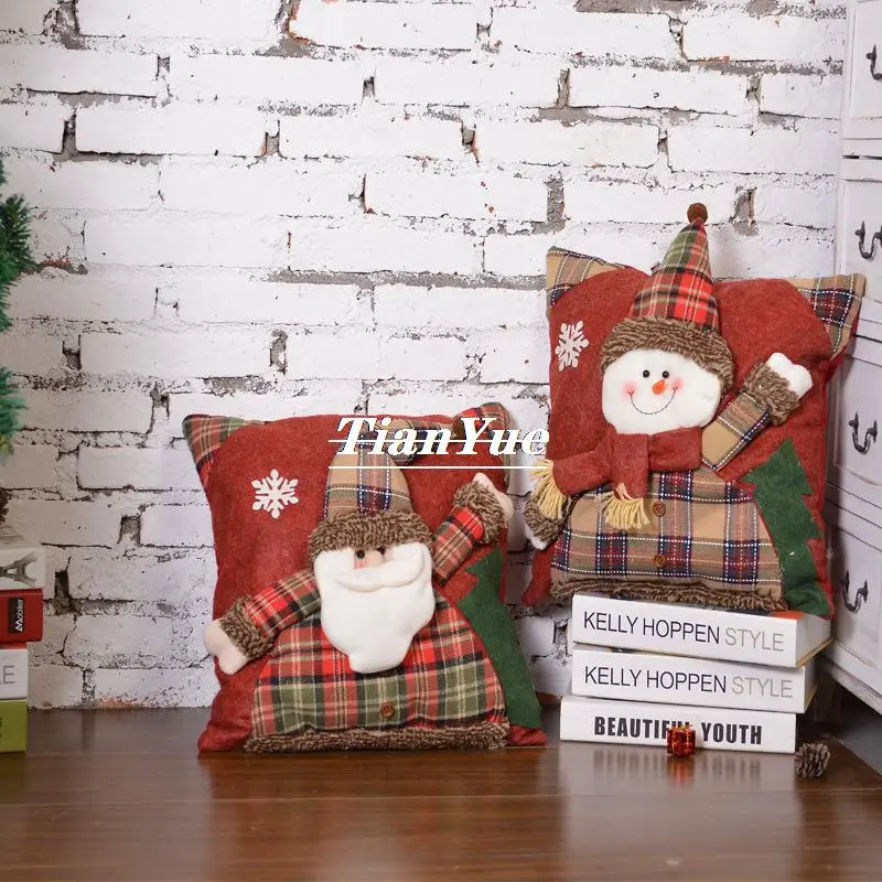 

Santa Claus Elk and Snowman Pillow Christmas decorations Doll sofa cushion 38*38