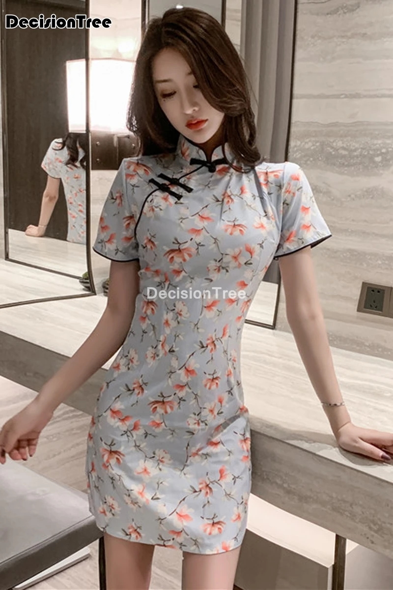 

2021 chinese dress satin vintage women oriental robe cheongsam modern qipao female china elegant casual party dress qipao