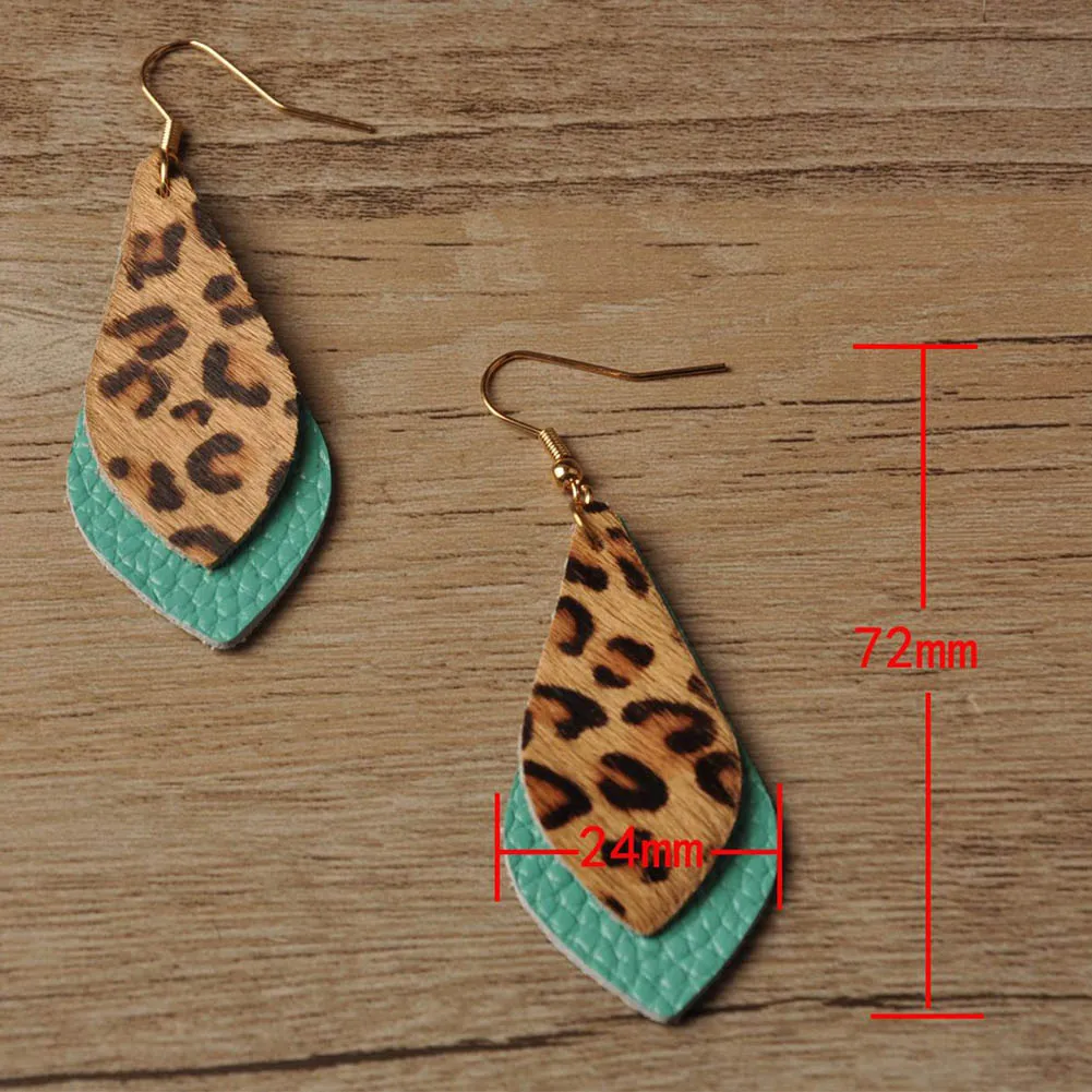 Модные леопардовые женские серьги кожаные зимние длинные Винтажные элегантные с