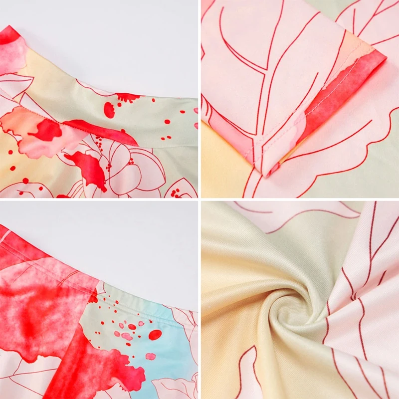 

2 Pcs Print Patchwork 2 Piece Set for Women Turtleneck Long Sleeve Tops Full Length Pants Hit Color Sets Female S & M