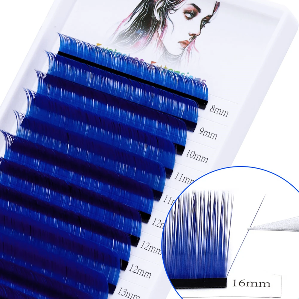 Gemerry 16 Lines Colorful Eyelash Extension Profession Makeup Faux Mink Individual Lashes Soft Cilios HandMade Eyelashes Colored | Красота и