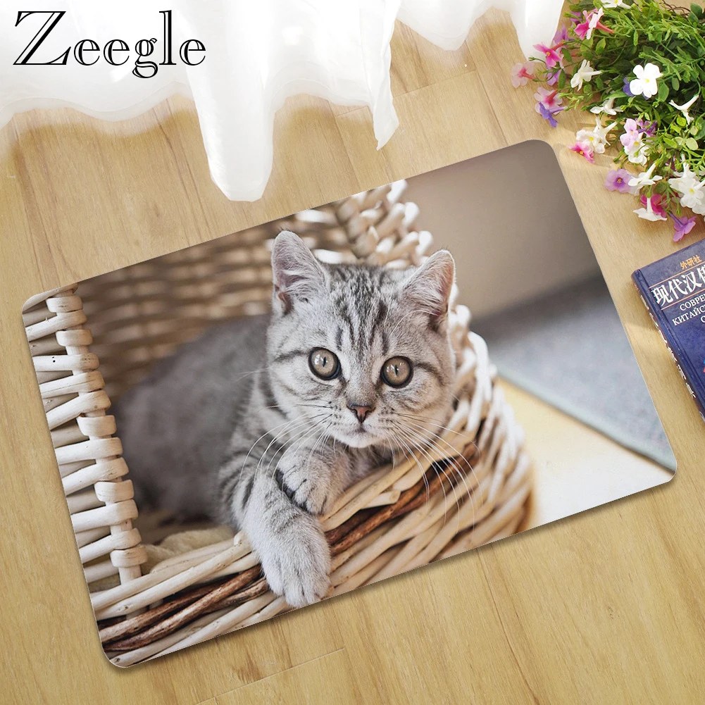 Zeegle коврик для двери резиновый ковер и Нескользящие Коврики напольный 3D кошачий