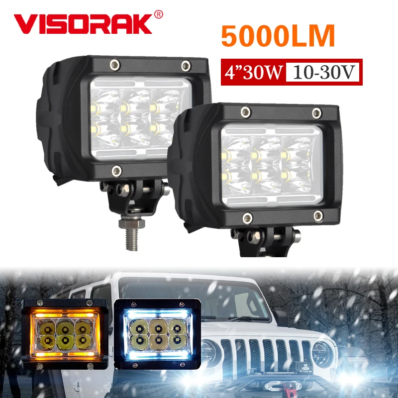VISORAK 4 &quotдюймовые мотоциклетные светодиодный вождения светильник Offroad Amber