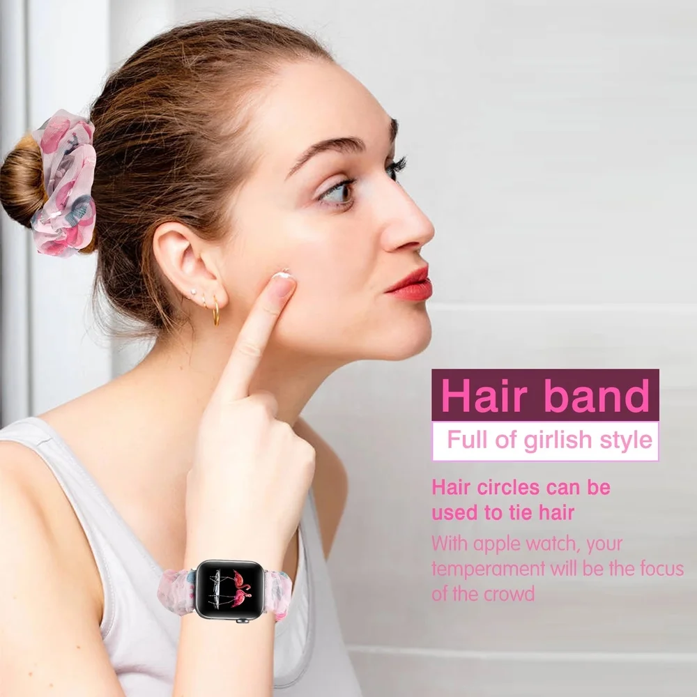 Suitable for Apple Watch Series 6 SE 5 4 3 Band 38mm 40mm 42mm 44mm Iwatch Scrunchie Strap Elastic Wristband Apple Watch Band