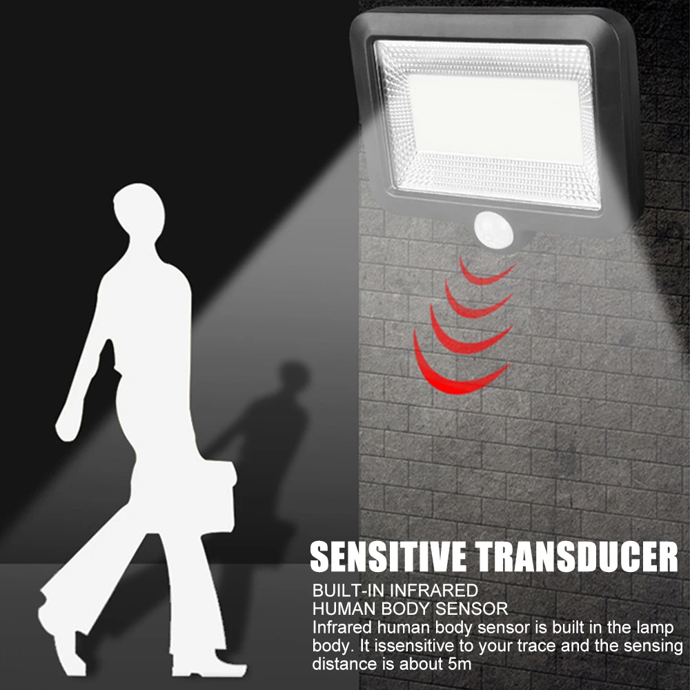 56 светодиодный светильник на солнечной батарее с датчиком движения настенный