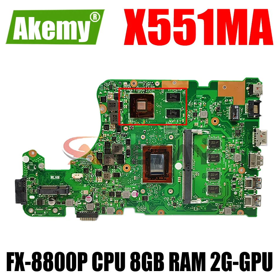 

Материнская плата Akemy для ASUS X555YI X555YA X555D A555DG X555QG X555Y материнская плата для ноутбука ЦП 8 ГБ ОЗУ 2 ГП, протестирована полностью