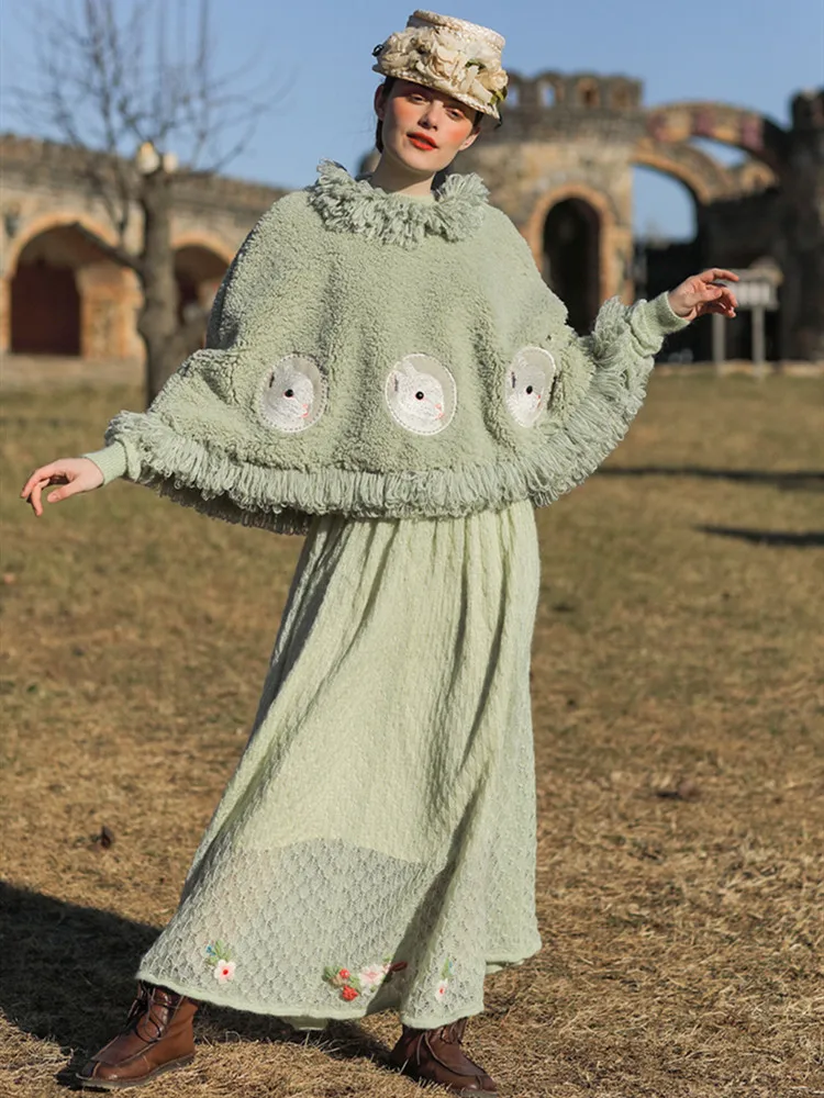 Женская короткая куртка AIGYPTOS винтажная накидка с вышивкой кролика оригинальный