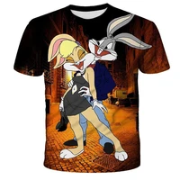 2021 male and female animal rabbit 3d printed top t shirt cartoon animation fashion casual summer short sleeved clothing