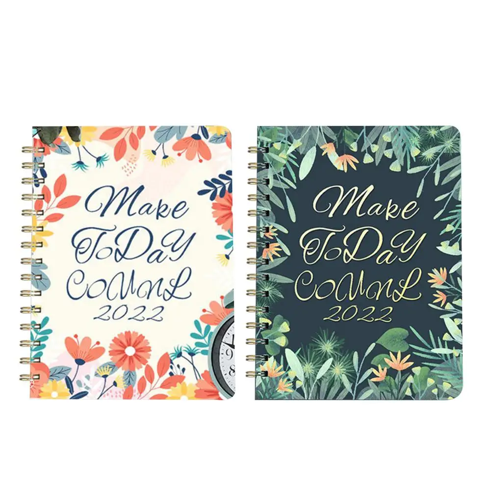 

2022 Academic Year Planner English Notepad A5 Schedule 24-Hole Double-Coil Binding Notebook With 12 Months Index Label