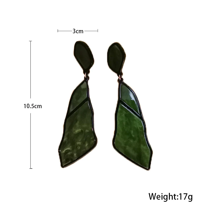 QUMENG новые акриловые массивные длинные серьги-гвоздики с листьями неправильной