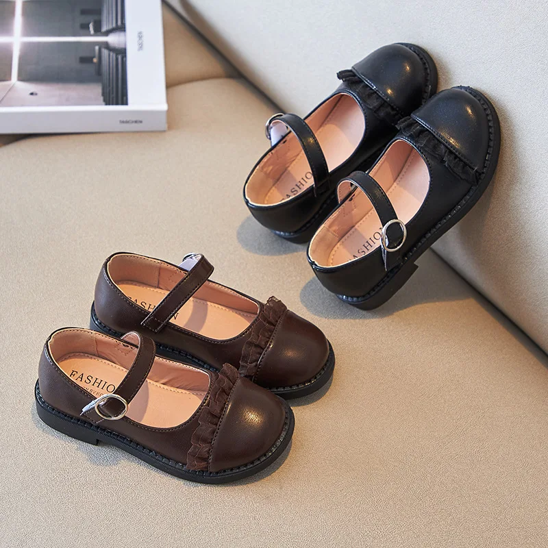 

Туфли Мэри Джейн на плоской подошве без шнурков для маленьких девочек, школьные вечерние свадебные туфли