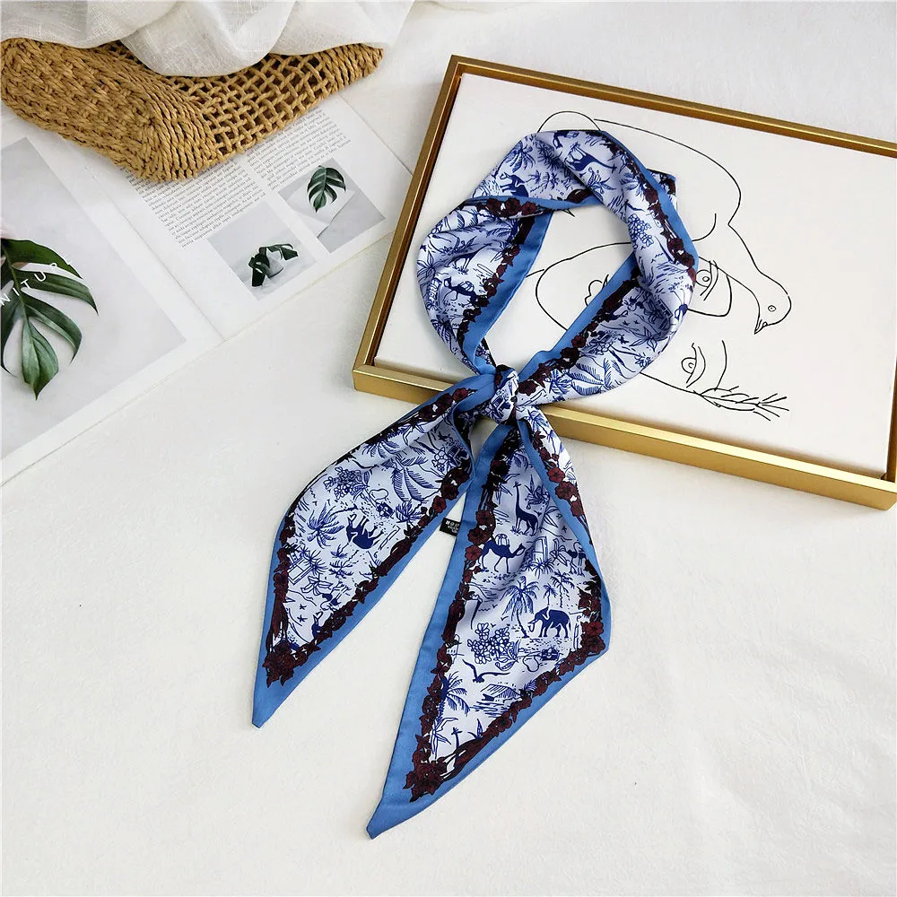 

luxury silk scarf women designer Style Cashew Star Printed Head Ladies Bag Ribbons Small Long Tie Scarves
