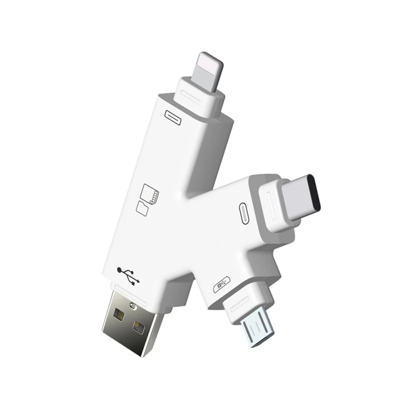 4 в 1 устройство для чтения Micro USB Type C TF SD карт OTG адаптер iPhone 12 11 XS MAX XR 7 8 Plus iOS Macbook