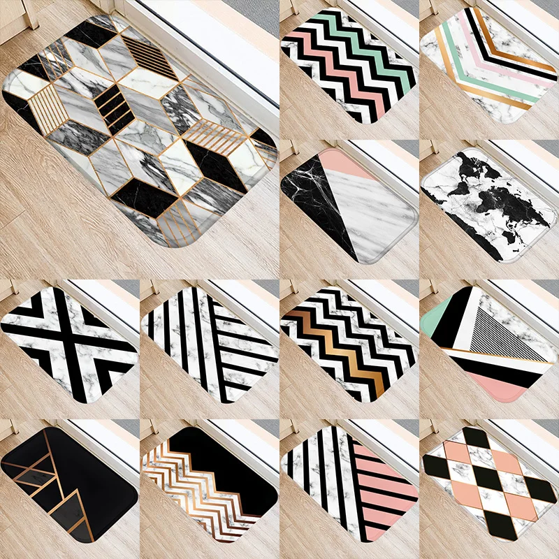 

1Pcs Geometric Kitchen Entrance Door Mat 40*60cm Coral Velvet Carpet Doormat Colorful Indoor Floor Mats Anti-Slip Rug 48267-1