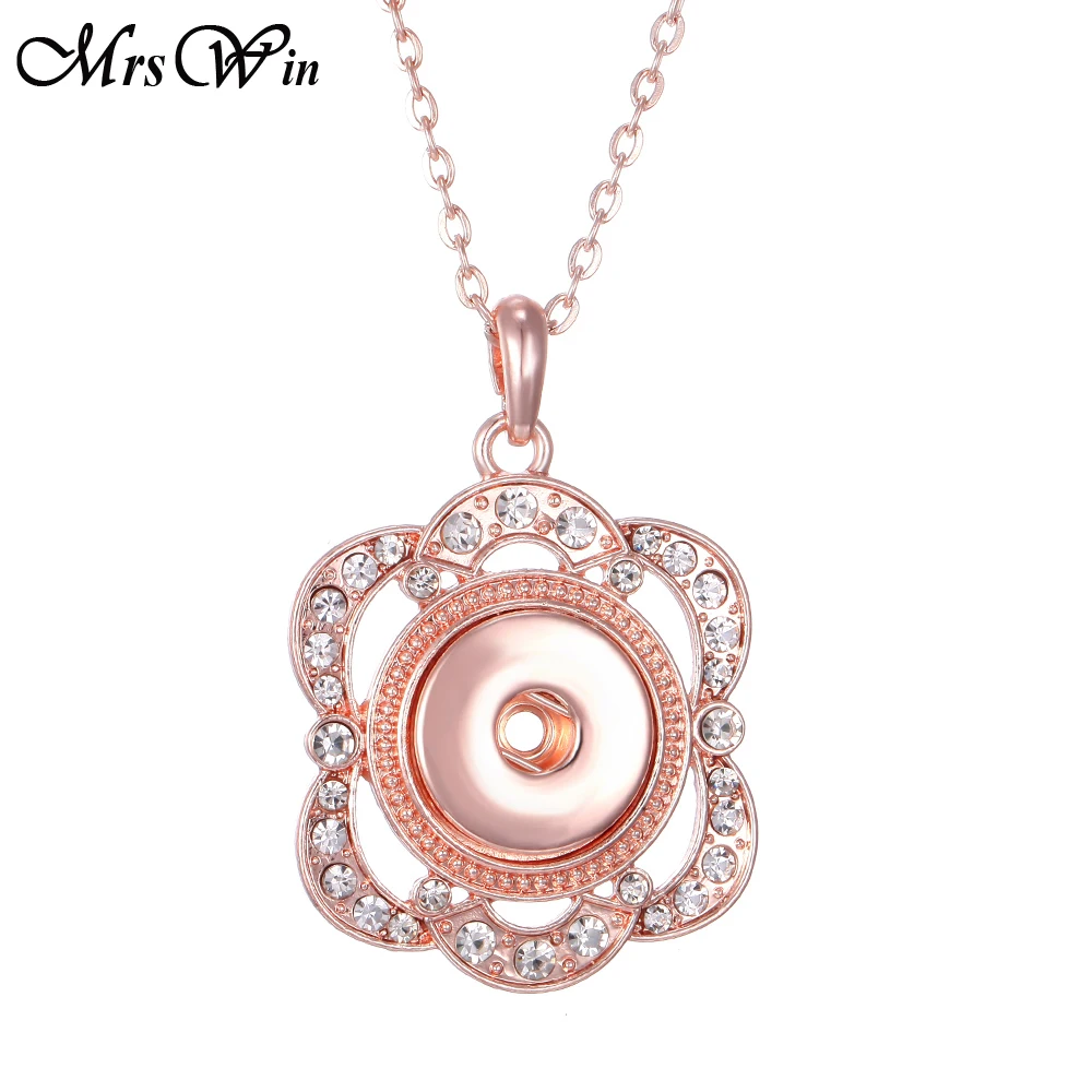 Новые ювелирные ожерелья с кнопками розовое золото стразы Сова цветок ожерелье