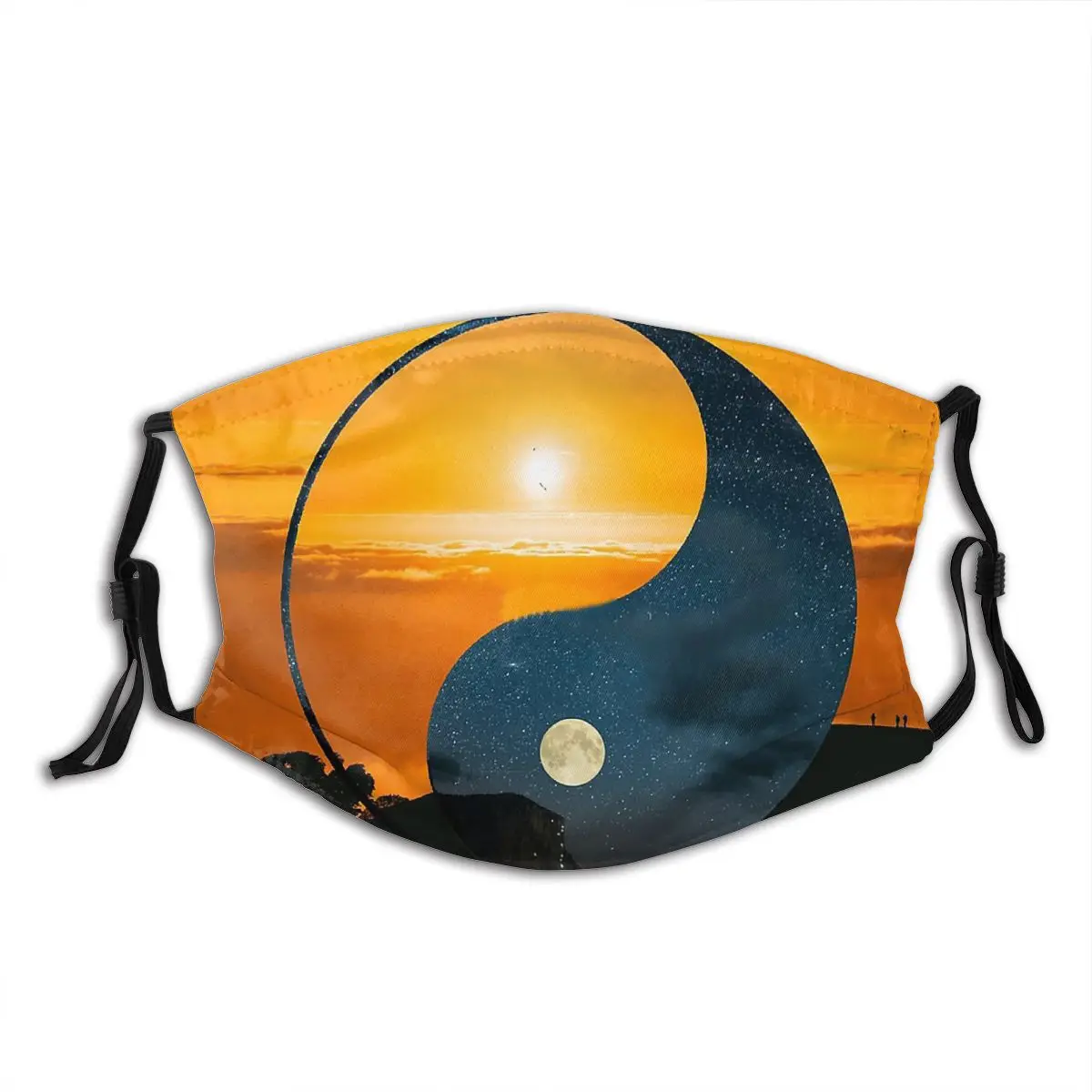 

Yin Yang Moon Sun China Reusable Printed Mouth Face Mask Anti Wind Cold Proof with Filters Polyester Protection Cover Muffle