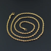 rose gold color twisted rope chain necklaces hip hop rapper 3mm stainless steel chain choker minimalist necklace jewelry for men