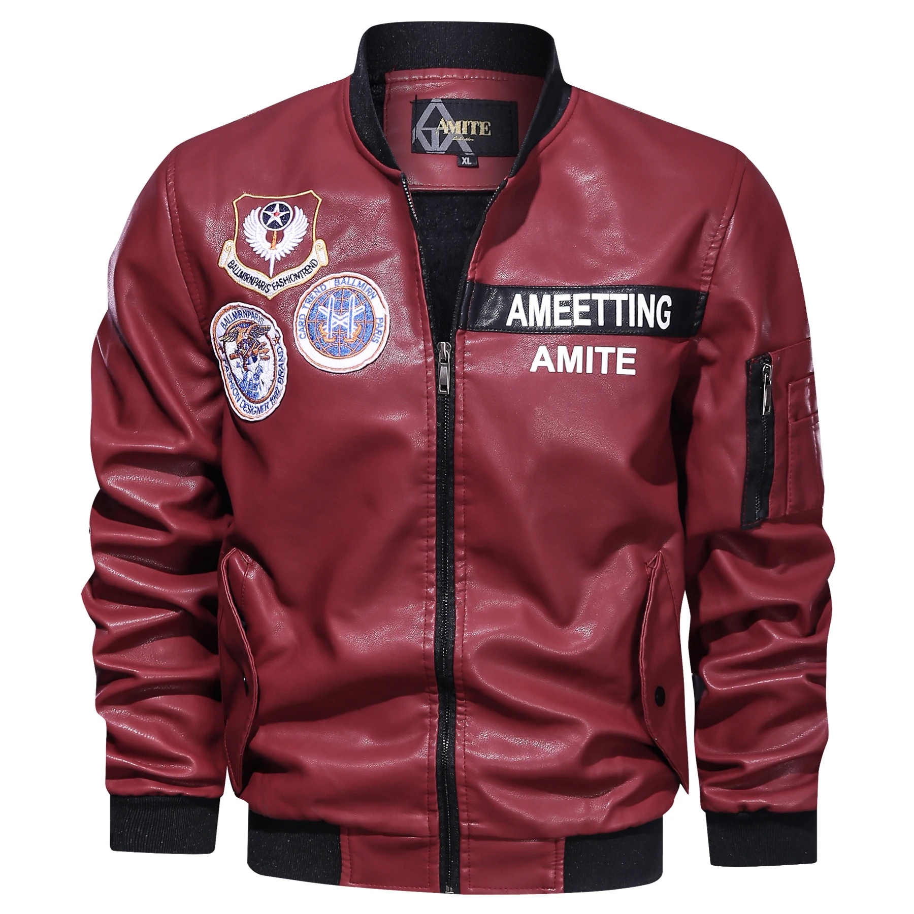 

Мужская зимняя бейсбольная кожаная куртка 2020 в комплекте с Красной бархатной мужской курткой пилота ВВС 4XL