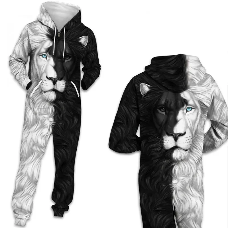 Хэллоуин для женщин и мужчин Толстовка с капюшоном принтом льва карманами