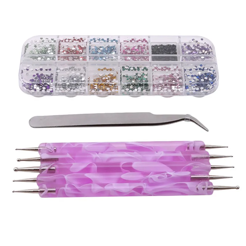 12 смешанных цветов дизайн колеса 3D ногтей наконечник очарование горный хрусталь