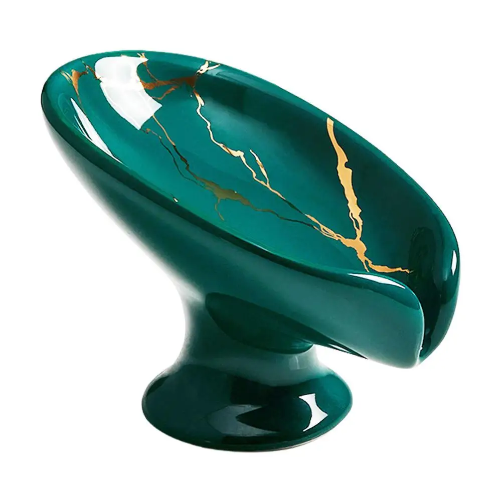 

Soap Holder Leaf-Shape Self Draining Soap Dish Holder Not Punched Easy Clean Bar Soap Holder Luxury Ceramics Soap Dish Suitabl