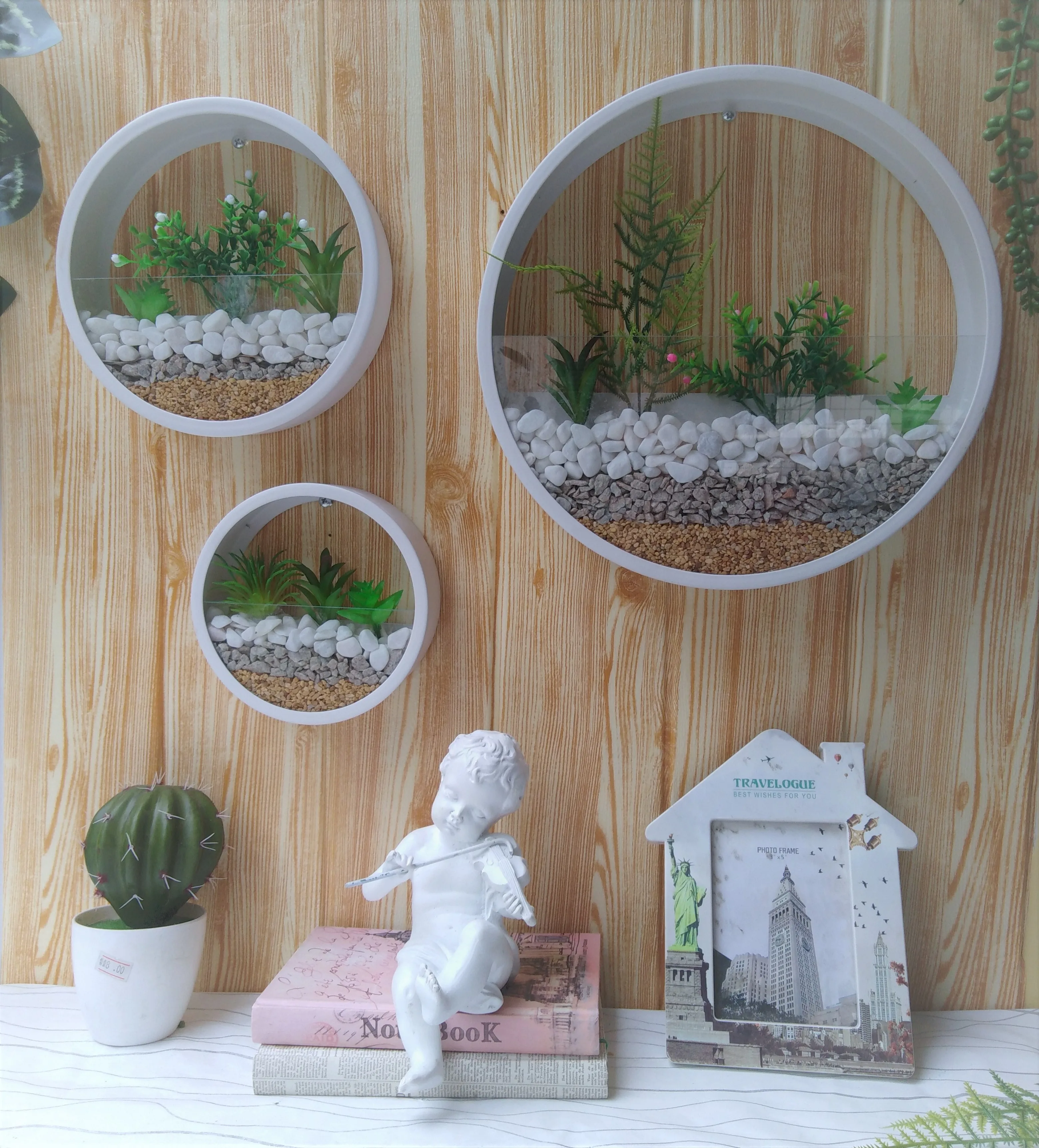 Короткая настенная ваза из железа однотонный искусственный цветок ed каменный