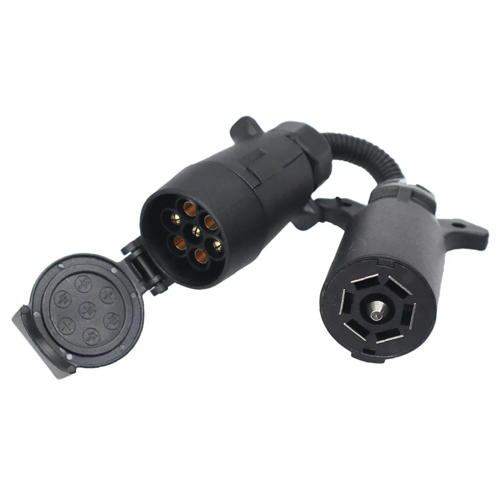 

7 Blade RV To 7 Pin Trailer Connector Towbar Towing Plug Adapter Durable Waterproof RV Plugs Socket Adapter Protects Accessories