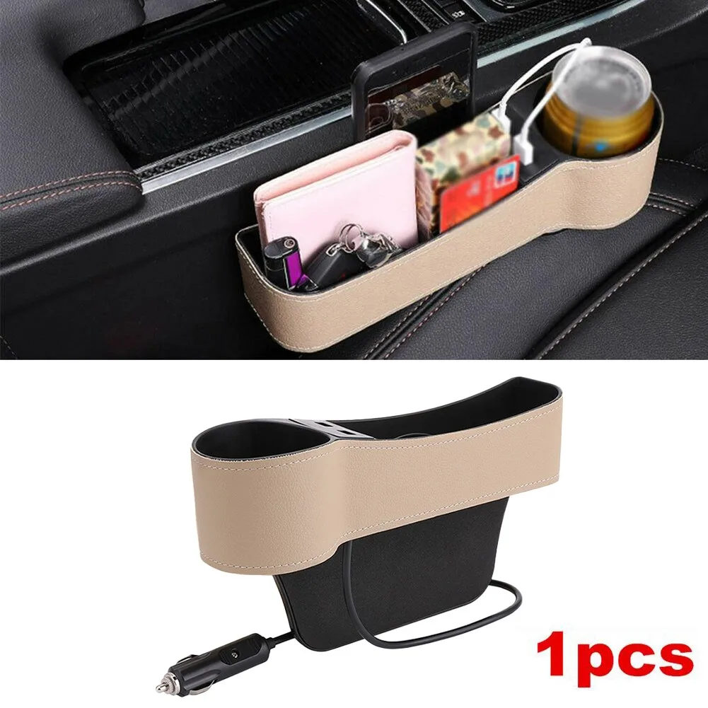 

W/2 USB Port Car Gap Storage Box Box Car Slot Left Side Pocket Accessories