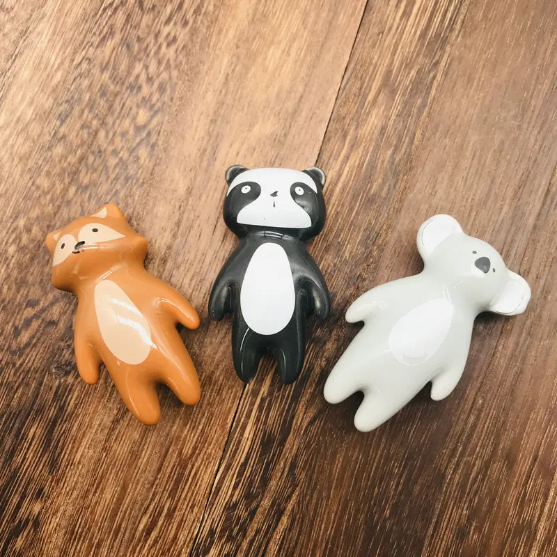 1x керамическая ручка фарфоровая в мультяшном стиле для мебели шкафа комода дома