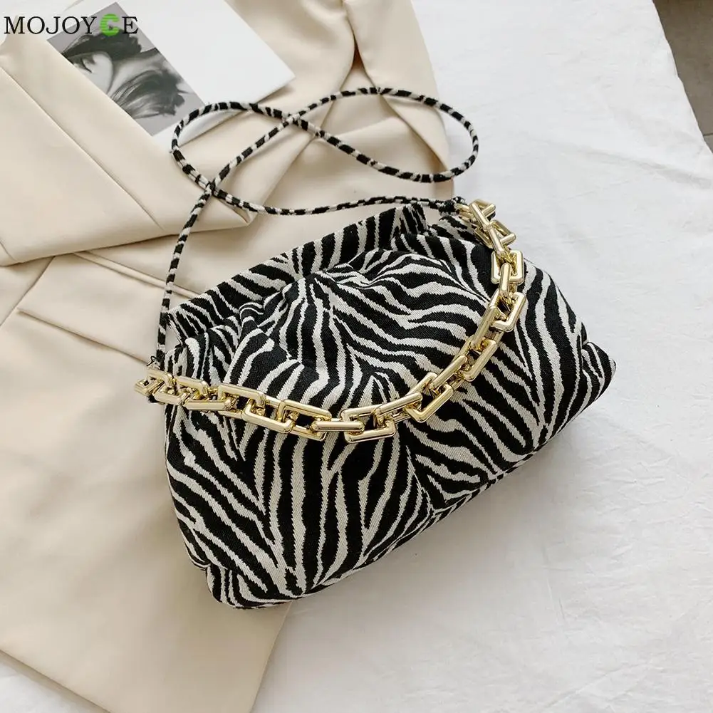 

Zebra Cloud Pattern with Thick Chain Print Fashion Designer Women Handbag Ladies Shoulder Crossbody Messenger Bag