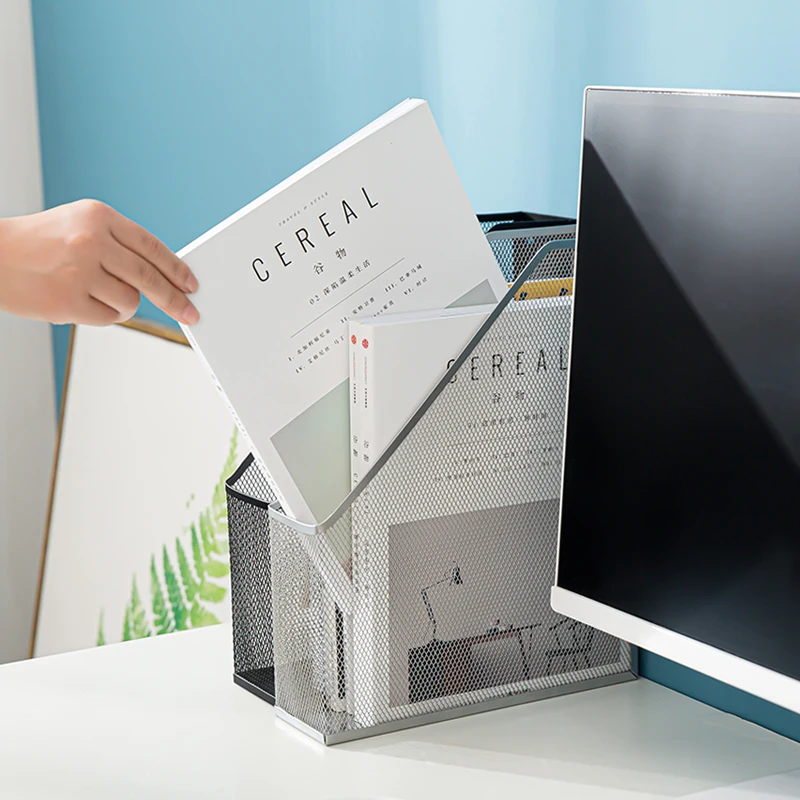 Черный Серебряный держатель для журнальных файлов металлическая сетка книжные