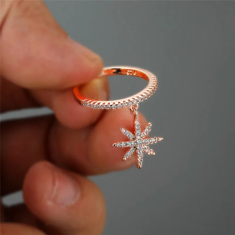 Женское кольцо с кристаллами регулируемое тонкое из белого золота розового