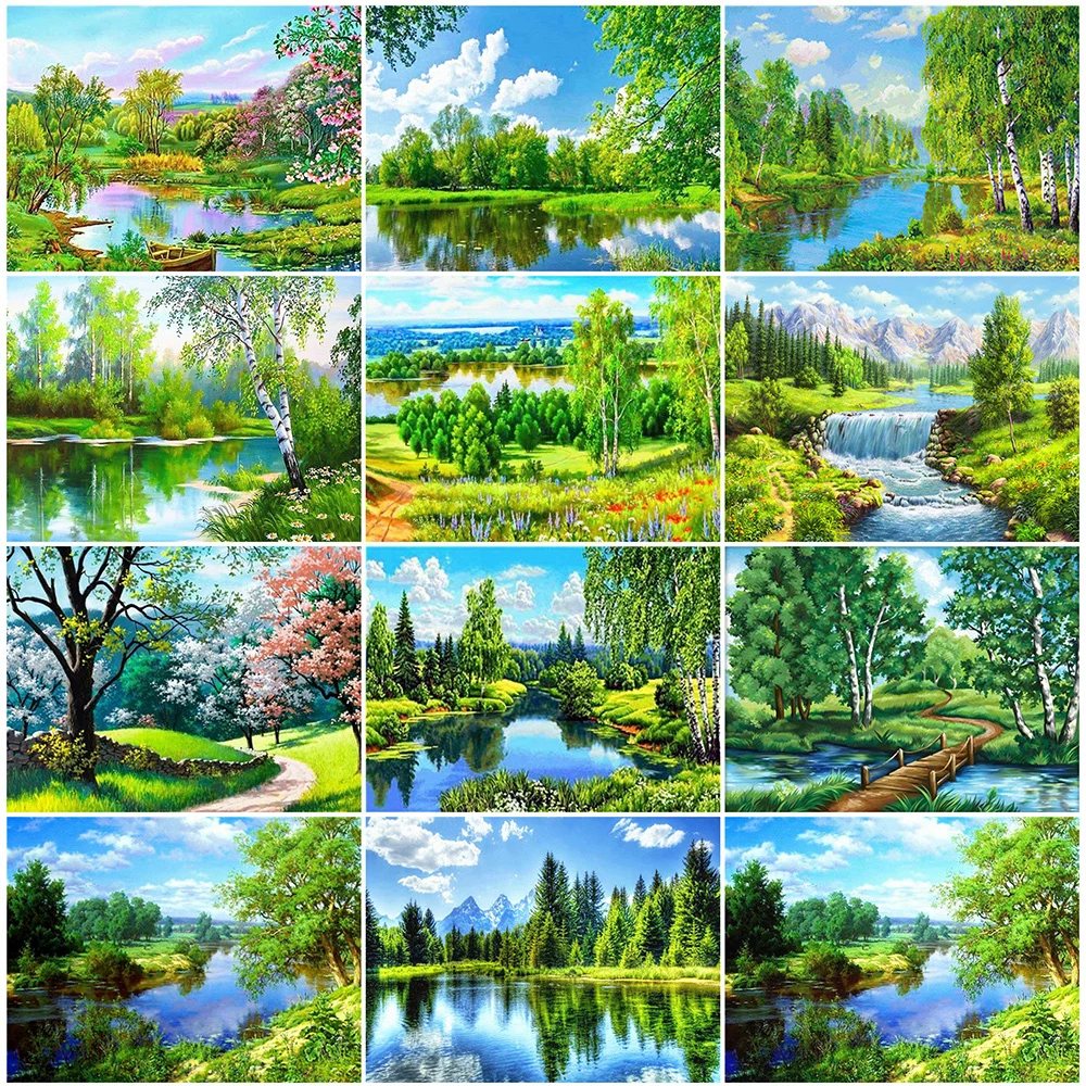 

Алмазная мозаика MomoArt 5D "сделай сам", вышивка крестиком, живописная квадратная живопись, озеро, стразы, настенная живопись