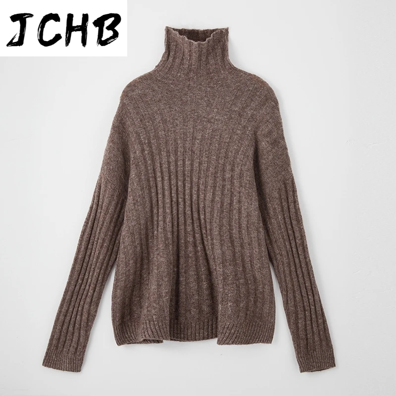 

SHZQJCHB 2021 Women Autumn Winter Turtleneck Basic Sweater Solid Loose Casual Knitted Pullover Batwing Long Sleeve Jumper Tops