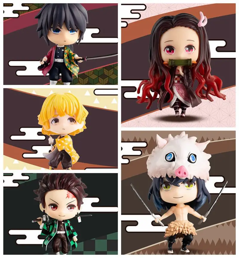 

8cm Kamado Tanjirou Demon Slayer Kimetsu no Yaiba Kamado Nezuko Agatsuma Zenitsu Hashibira Inosuke Tomioka Giyuu Action figure