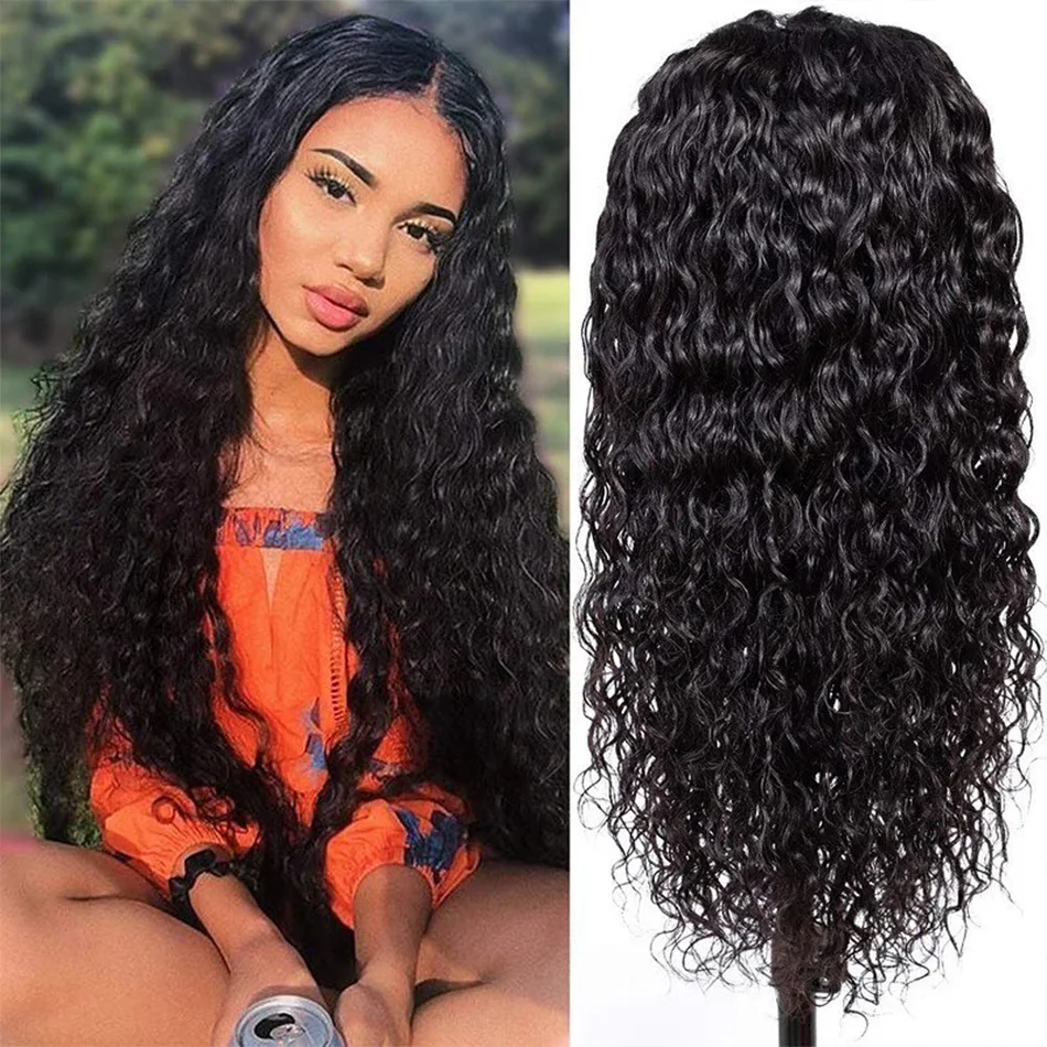 

US Warehouse 22 24 Inch Remy Brazilian Hair Water Wave Lace Closure Wigs Pre Plucked Black Women 4x4 Swiss Lace Human Hair Wigs