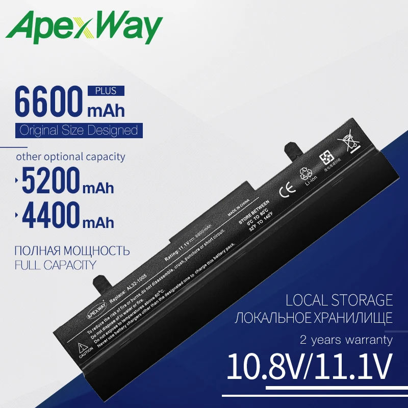 

ApexWay Аккумулятор для ноутбука Asus Eee PC 1001 1001HA 1001P 1001PX 1005 1005PX 1005H 1005HA 1005HE AL32-1005 ML32-1005 PL32-1005