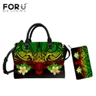 Роскошные дизайнерские женские сумки и кошелек FORUDESIGNS, комплект с градиентными цветами, полинезийская Плюмерия, женские сумки с 3D-принтом и ручками